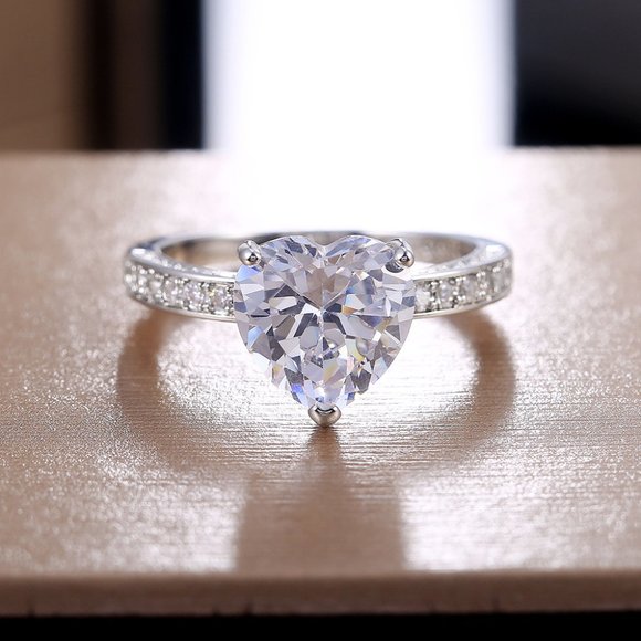 Ruby Heart Diamond Ring  Titanium FAST SHIPPING! - Picture 3 of 3